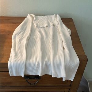 Boston Proper White Ribbed Turtleneck Sweater